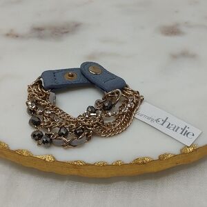 Charming Charlie Gold and Gray-Blue Chain Bracelet